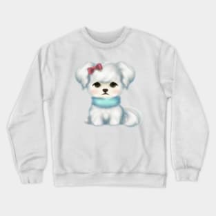 Cute Maltese Dog Drawing Crewneck Sweatshirt